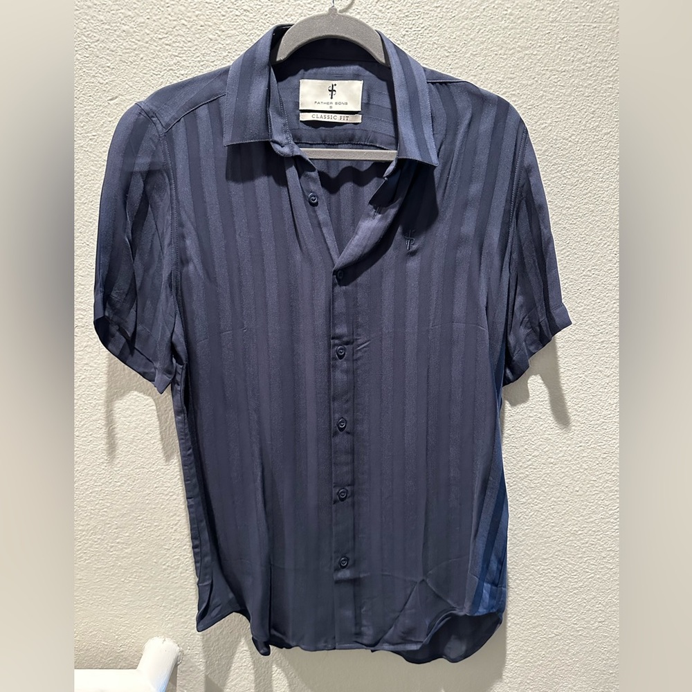 Fathersons Classic fit Striped Navy Button down Shirt